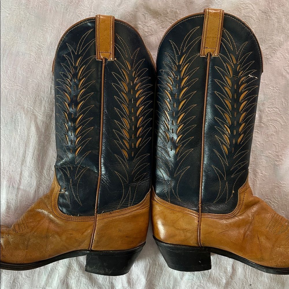 Vintage Wrangler Cowboy Boots Men’s Leather Blue Brown Size 8.5